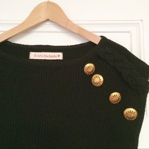 Designer wool pullover dress with shoulder details